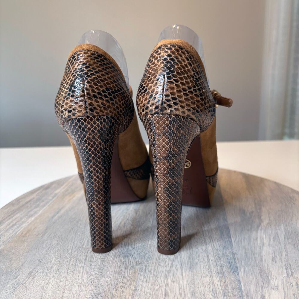 Tory Burch Authentic Snakeskin Leather Suede Heels Pumps Shoes US Size 9 9M - Picture 7 of 11